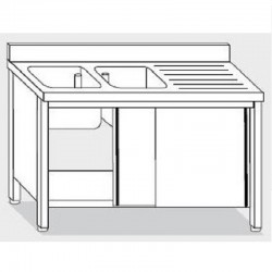 Meuble Plonge inox 2 bacs | Profondeur 600 ou 700 | largeur de 1400 à 2000 mm