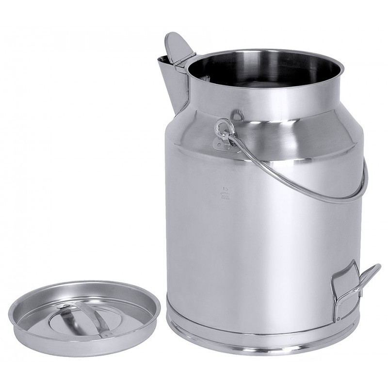 Fût inox et conteneur inox | Bidon de transport de lait avec bec verseur - inox - de 5 à 20 litres | AMS-50633-5-1