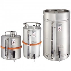 Fûts de stockage de sécurité en inox avec robinet et jauge de niveaux