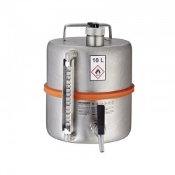 Bidon et fût de sécurité | Fût de stockage de sécurité en inox avec robinet à fermeture automatique et jauge de niveau Rötzme...