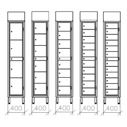 Armoire vestiaire inox avec 4/6/8/12 casiers et porte à ouverture centralisée