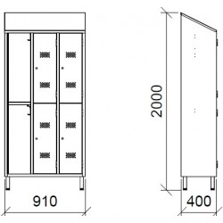 Vestiaire inox multiples 3, 6, 9,12 places