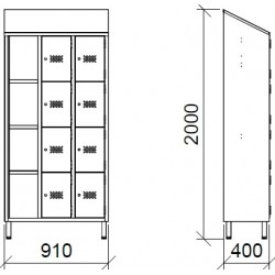 Vestiaire inox multiples 4, 8, 12, 16 places