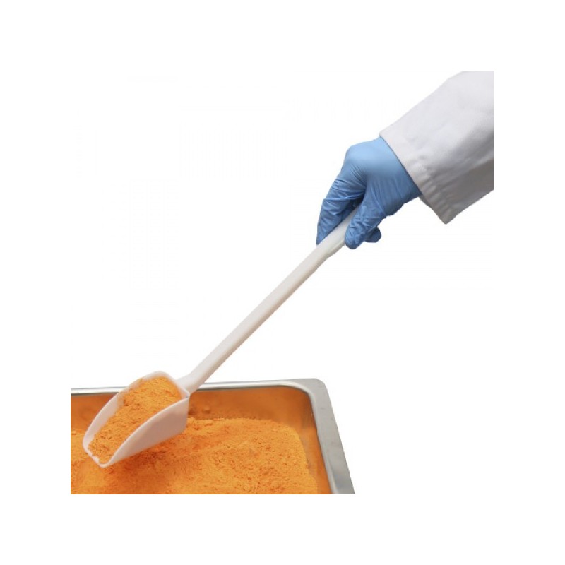 Pelle à poudre | Cuillère à usage unique à long manche HDPE de 25 à 100 ml Blanche | 8341H
