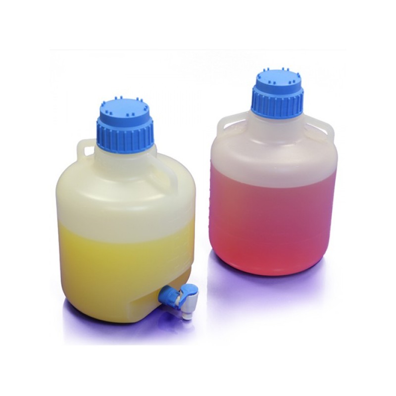 Flacon de laboratoire | Bidon plastique polypropylène avec et sans robinet 10 et 20 litres | 8132P-10