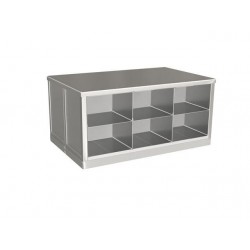 Banc de passage de zone inox 2 x 6 casiers