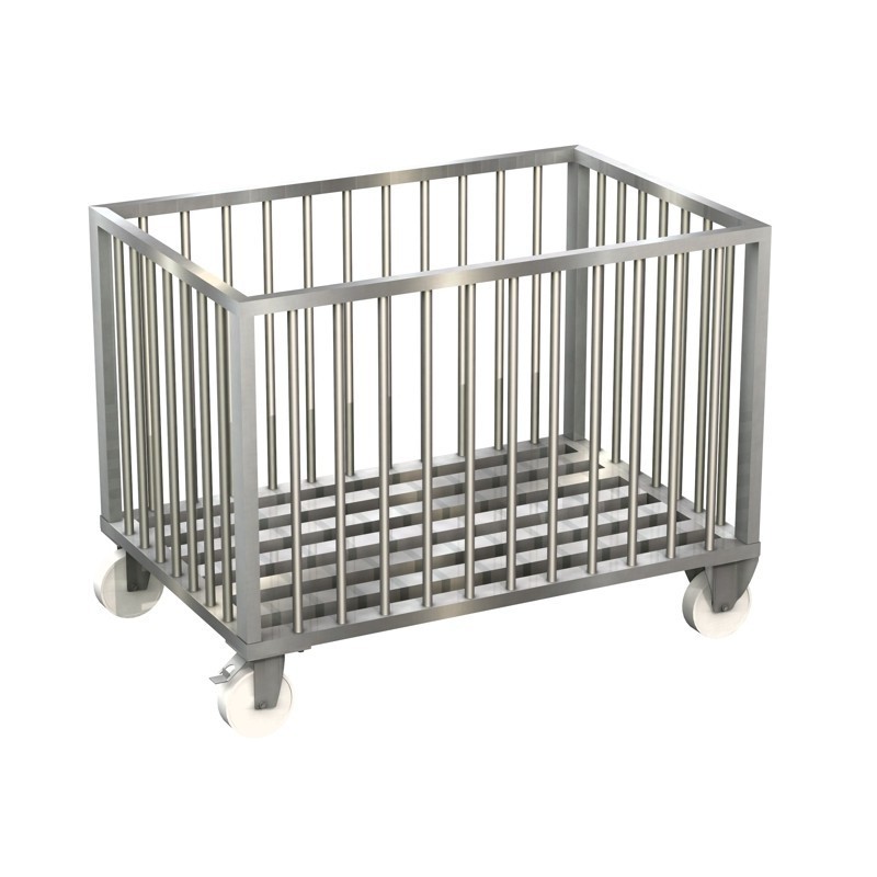 Caisse palette inox | Caisse palette inox sur roues 1000 Kg | BRO-788625LRK0
