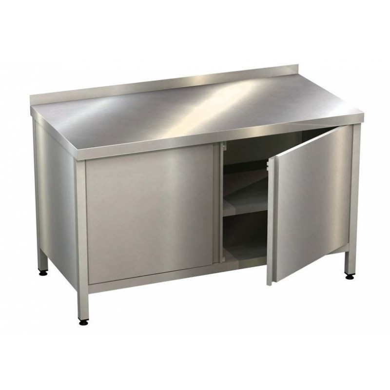 Meuble bas inox | Meuble bas tout inox portes battantes avec dosseret | BRO-H5450003_1