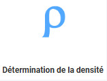 Détermination de la densité
La fonction de mesure de la densité d'un solide ou d'un liquide utilise le principe d'Archimède. Cela nécessite l’utilisation d’un kit spécial installé à la place d’un plateau de pesée traditionnel. Pour les solides, il faut déterminer la masse de l’échantillon dans l’air et puis dans un liquide de densité connue. Pour les liquides, nous pesons ce qu'on appelle un